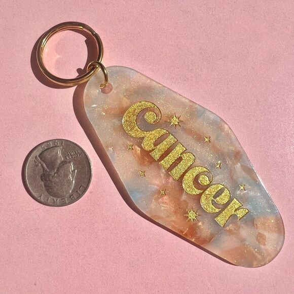 Cancer Horoscope Glitter Resin Motel Keychain - Picture 3 of 4
